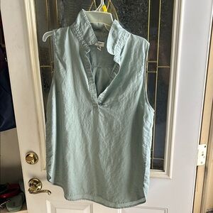 J. Crew Sage Green Sleeveless Cotton/Linen Blouse
